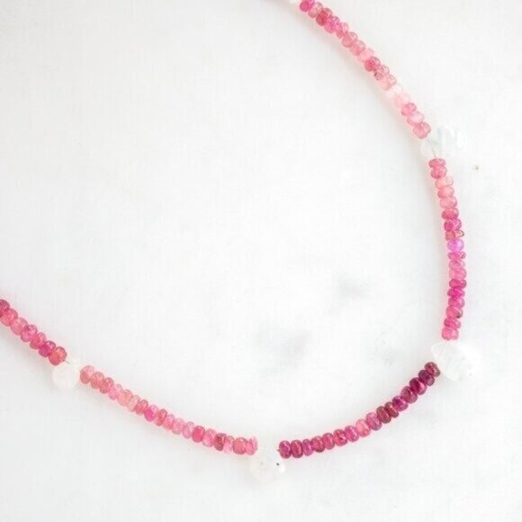 Pink Tourmaline & Moonstone Necklace Unique Handmade Necklace GORGEOUS & Unique - Picture 8 of 14
